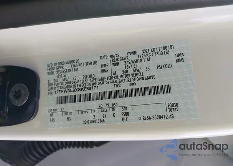 2025 Ford F-150 Xlt z USA, uszkodzony, nr VIN 1FTFW3L8XSKE89171